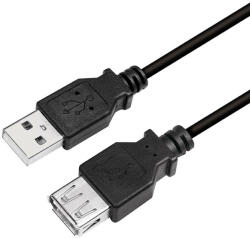 LogiLink USB 2.0 kábel, USB-A/M - USB-A/F, fekete, 2 m (CU0010B)