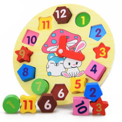  Ceas puzzle din lemn Montessori DIGITAL GEOMETRY CLOCK (101329)