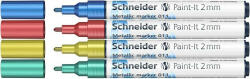 Schneider Metálfényű marker készlet, 2 mm, SCHNEIDER "Paint-It 011", piros-sárga-kék-zöld (_ML01111502)