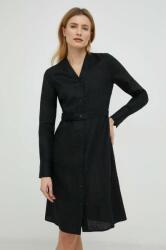 Calvin Klein vászon ruha fekete, mini, egyenes - fekete 36