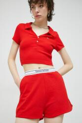 Tommy Jeans rövidnadrág női, piros, sima, magas derekú - piros XL