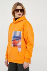 Calvin Klein felső narancssárga, női, nyomott mintás, kapucnis - narancssárga XS - answear - 33 990 Ft