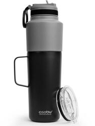 Asobu Twin Pack Bottle with Mug black, 0.9 L + 0.6 L (TWP33 BLACK)