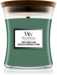 WoodWick Mint Leaves & Oak lumânare parfumată cu fitil din lemn 275 g