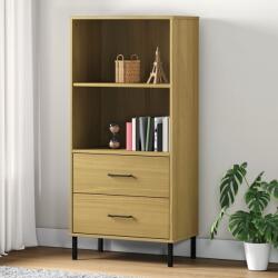 vidaXL Bibliotecă cu 2 sertare OSLO, maro, 60x35x128, 5 cm, lemn masiv (351009) Biblioteca