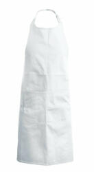 Kariban Uniszex, női, férfi zsebes kötény, szakács, pincér Kariban KA885 Cotton Apron With pocket -Egy méret, White