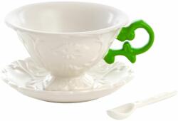 Seletti Teáscsésze csészealjjal és kanállal I-WARES, zöld, Seletti (SLT09858VER)