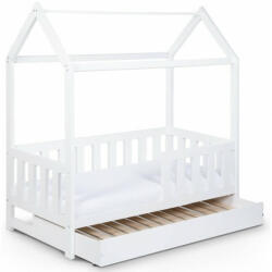 Klups Pat tineret casuta Klups Liv Alb 160x80 cu sertar - shop-doa