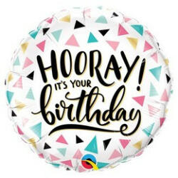 Qualatex Szülinapi lufi 18" 46cm Hooray! It's your birthday (LUFI628827)