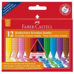 Faber-Castell Zsírkréta FABER-CASTELL Grip Jumbo háromszögletű hegyezett radírozható 12 színű (122540) - robbitairodaszer