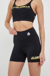 Labellamafia pantaloni scurți de antrenament Essentials femei, culoarea negru, cu imprimeu, high waist 9BYY-SZD09U_99X