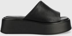 Vagabond Shoemakers slapi de piele Courtney femei, culoarea negru, cu platforma PPYY-KLD03G_99X
