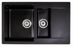 LunArt Basic Gery gyümölcsmosós gránit mosogató csepptálcával 79, 5x49, 5 cm, midnight black 5999861632220 (5999861632220)