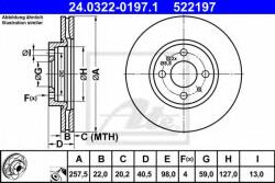 ATE Disc frana FIAT PANDA (169) (2003 - 2016) ATE 24.0322-0197.1