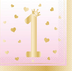 Amscan Pink Ombre Első születésnap szalvéta 16 db-os 33*33 cm DPA9910310