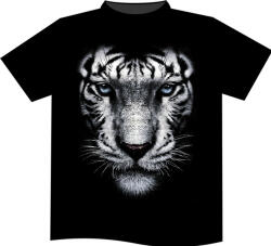  Fehér Tigris-mintás Gyerek Pamut Póló