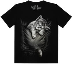  Cica zsebben -cicás - Férfi / Unisex Pamut Póló -L