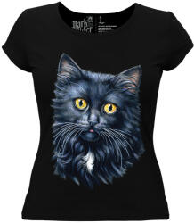  Fekete macskás -cicás - Női Pamut Póló -L