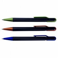  Pix plastic cu mecanism , corp negru si accesorii in culori neon , mina tip parker
