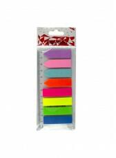 EVOffice Stick index plastic 44x12, 7mm cu rigla, 8 culori neon x 25 file (4 steag+4 sageata)