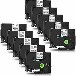 Compatible SET 10 benzi etichete autocolante compatibile Brother, 12mm x 8m, negru/alb, TZ-231/TZe-231