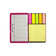 EVOffice Set notite adezive 75x75mm galben pastel, stick index hartie 13x45 mm, 5 culori neon, 100 file si mini planner de birou