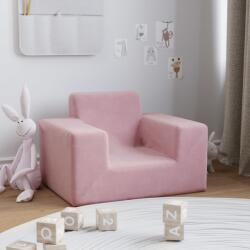 vidaXL Canapea pentru copii, roz, pluș moale (341814) - comfy Canapea