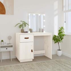 vidaXL Măsuță de toaletă cu LED, alb, 95x50x133, 5 cm, lemn masiv pin (820093) - comfy