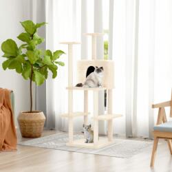 vidaXL Ansamblu de pisici cu stâlpi din funie de sisal, crem, 144, 5 cm (171630) - comfy