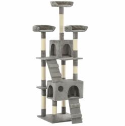vidaXL Ansamblu pentru pisici cu stâlpi funie sisal, 170 cm, gri (170612) - comfy