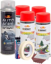 Arts and Crafts Kit complet reparatie si vopsire jante culoare Rosu Fluorescent, V4 (AVX-KVJ-RFV4)
