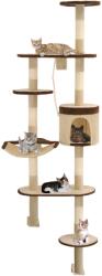 vidaXL Ansamblu pisici, stâlpi sisal, montare perete, 194 cm, bej/maro (170589) - comfy