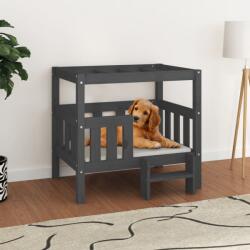 vidaXL Pat pentru câini, gri, 75, 5x63, 5x70 cm, lemn masiv de pin (822379) - comfy