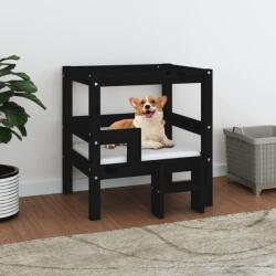 vidaXL Pat pentru câini, negru, 55, 5x53, 5x60 cm, lemn masiv de pin (822371) - comfy