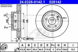 ATE Disc frana MERCEDES E-CLASS (W211) (2002 - 2009) ATE 24.0328-0142.1
