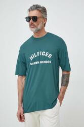 Tommy Hilfiger t-shirt x Shawn Mandes türkiz, férfi, nyomott mintás - türkiz L