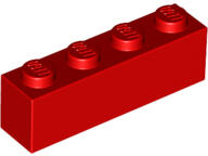 LEGO® 3010c5 - LEGO piros kocka 1 x 4 méretű (3010c5)