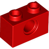 LEGO® 3700c5 - LEGO piros technic kocka 1 x 2 méretű, lyukkal (3700c5)