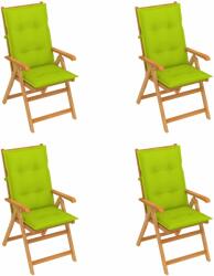 vidaXL Scaune de grădină cu perne verde aprins, 4 buc. , lemn masiv tec (3065556)