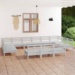vidaXL Set mobilier de grădină, 13 piese, alb, lemn masiv de pin (3083465)