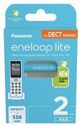 Panasonic Tölthető elem, AAA mikro, 2x550 mAh Ni-MH, PANASONIC "Eneloop Lite (ELAKU18) - webpapir