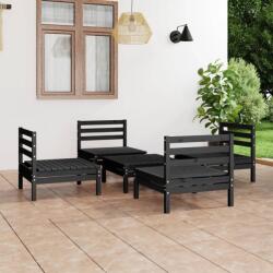 vidaXL Set mobilier de grădină, 5 piese, negru, lemn masiv de pin (3082411)