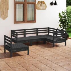 vidaXL Set mobilier de grădină, 5 piese, negru, lemn masiv de pin (3082721)