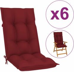 vidaXL Perne scaun cu spătar înalt, 6 buc. roșu vin 120x50x7 cm textil (314262)