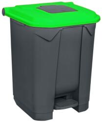 PLANET Szelektív hulladékgyűjtő konténer, műanyag, pedálos, antracit, zöld, 50L (UP226Z)