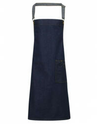 Premier Uniszex, női, férfi kötény, szakács, pincér Premier PR134 District' Waxed Look Denim Bib Apron -Egy méret, Indigo Denim