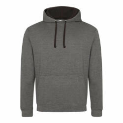 Just Hoods Uniszex kapucnis pulóver Just Hoods AWJH003 varsity Hoodie -M, Charcoal Grey/Burgundy
