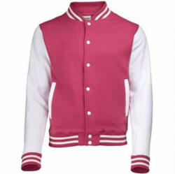 Just Hoods Férfi pulóver Just Hoods AWJH043 varsity Jacket -L, Hot Pink/White