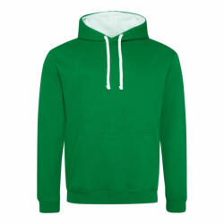 Just Hoods Uniszex kapucnis pulóver Just Hoods AWJH003 varsity Hoodie -2XL, Kelly Green/Arctic White