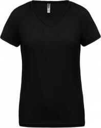 Proact Női póló Proact PA477 Ladies’ v-neck Short Sleeve Sports T-Shirt -L, Black